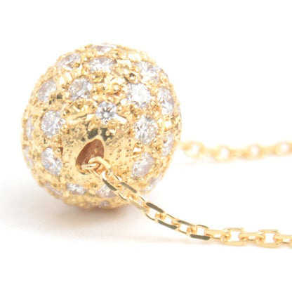 Mikimoto Diamond Ball Necklace 0.93Ct Yellow Gold K18