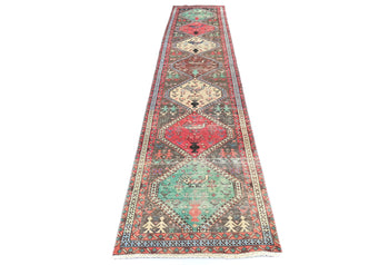 Vintage Oriental Runner Rug Tribal Farmho Hallway