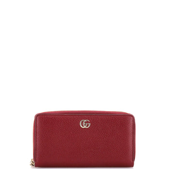 Gucci Gg Marmont Bamboo Zip Around Wallet Leather