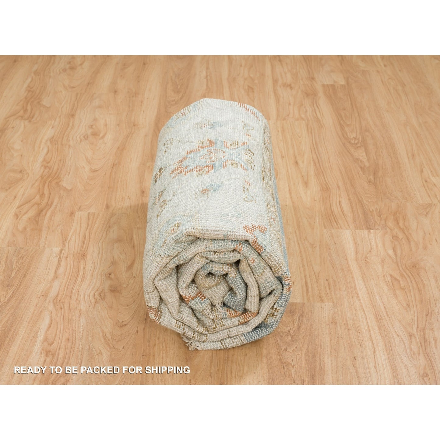 8'1"X10' Light Cream Oushak Design Pure Wool Hand Knotted Oriental Rug