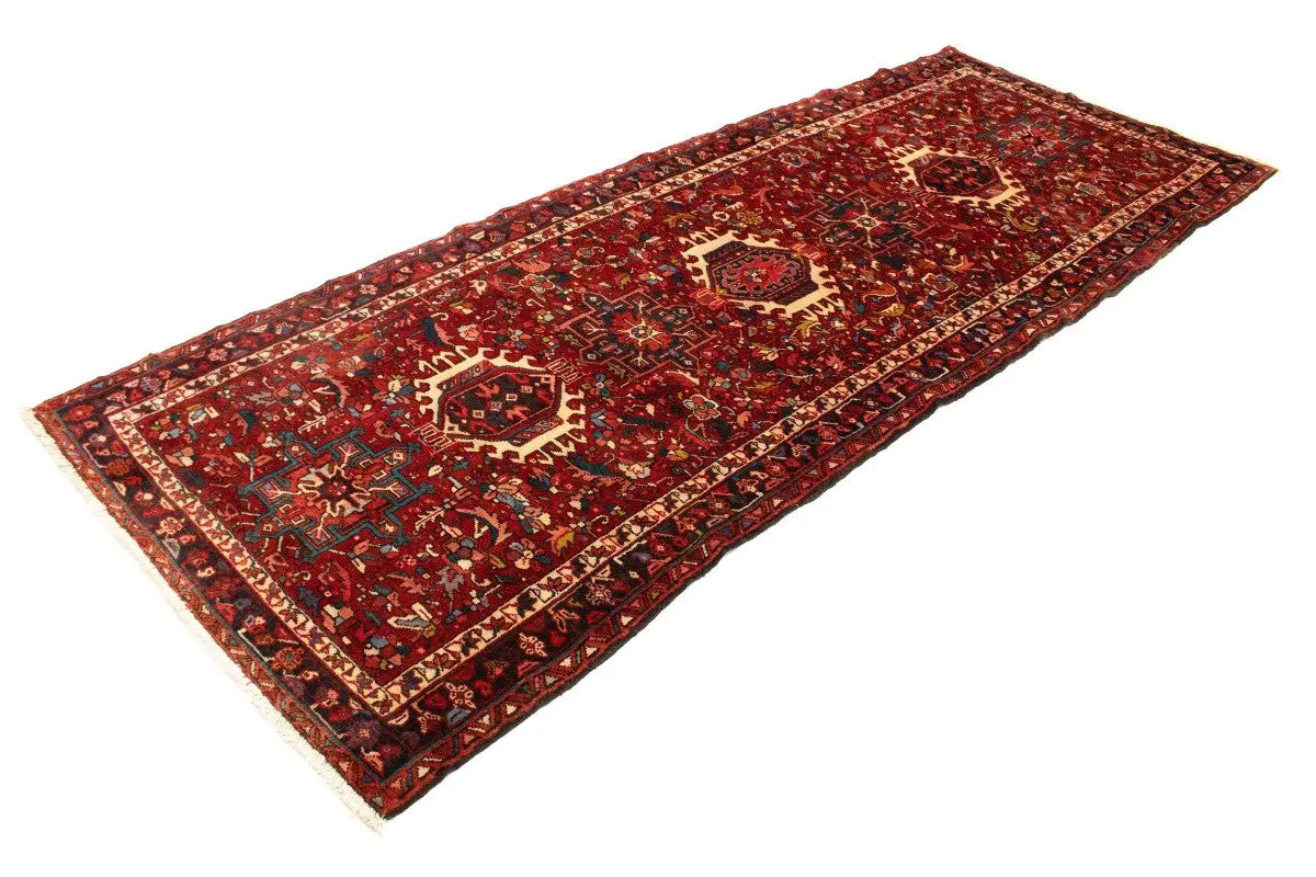 Karajeh Runner Rug Red Kitchen Carpet Vintage Oriental Design Geometric 4x11 ft