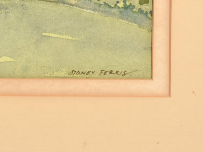Ferris Honey Large British Signed Village Watercolor Framed Church Landscape