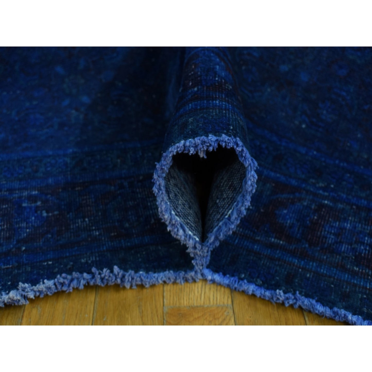 5'1"X10' Blue Hand Knotted Wool Zoroastrian Musel Wide Runner Rug