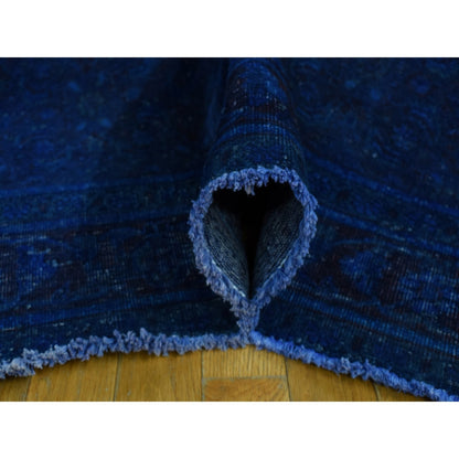 5'1"X10' Blue Hand Knotted Wool Zoroastrian Musel Wide Runner Rug