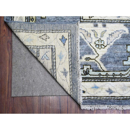 10'X14' Gray Afghan Angora Oushak Hand Knotted Pure Wool Oriental Rug