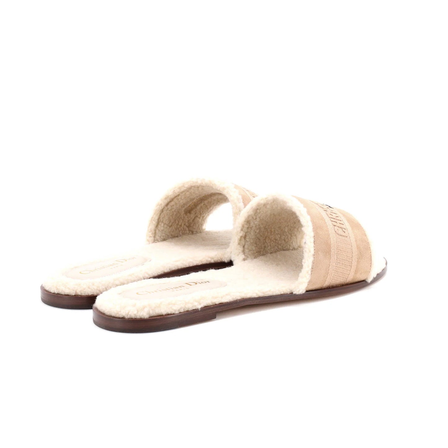 Christian Dior Women'S Dway Slide Sandals Suede With Shearling