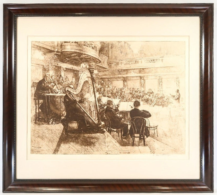 Ferdinand Schmutzer 1926 Original Etching -Wiener Philharmoniker Austrian Signed