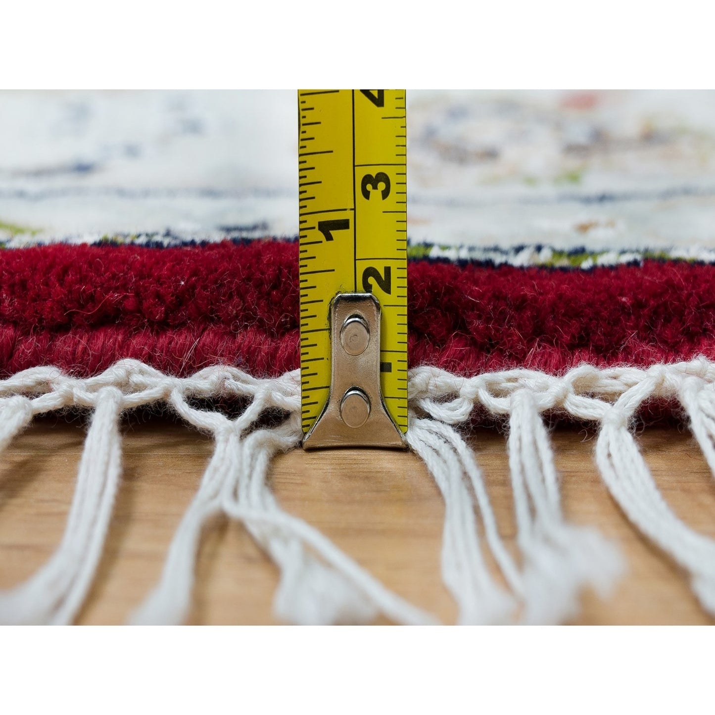 4'10"X4'10" Red Nain Design 250 Kpsi Soft Wool Hand Knotted Round Rug