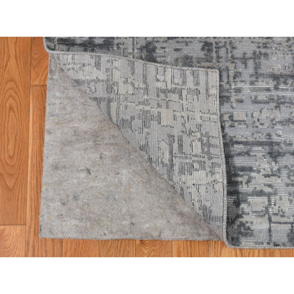 9'2"X12'4" Gray The Matrix Silk With Wool Tone On Tone Hand Knotted Rug