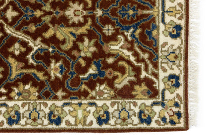 Handmade Rust Floral Chobi Rug Small Entryway