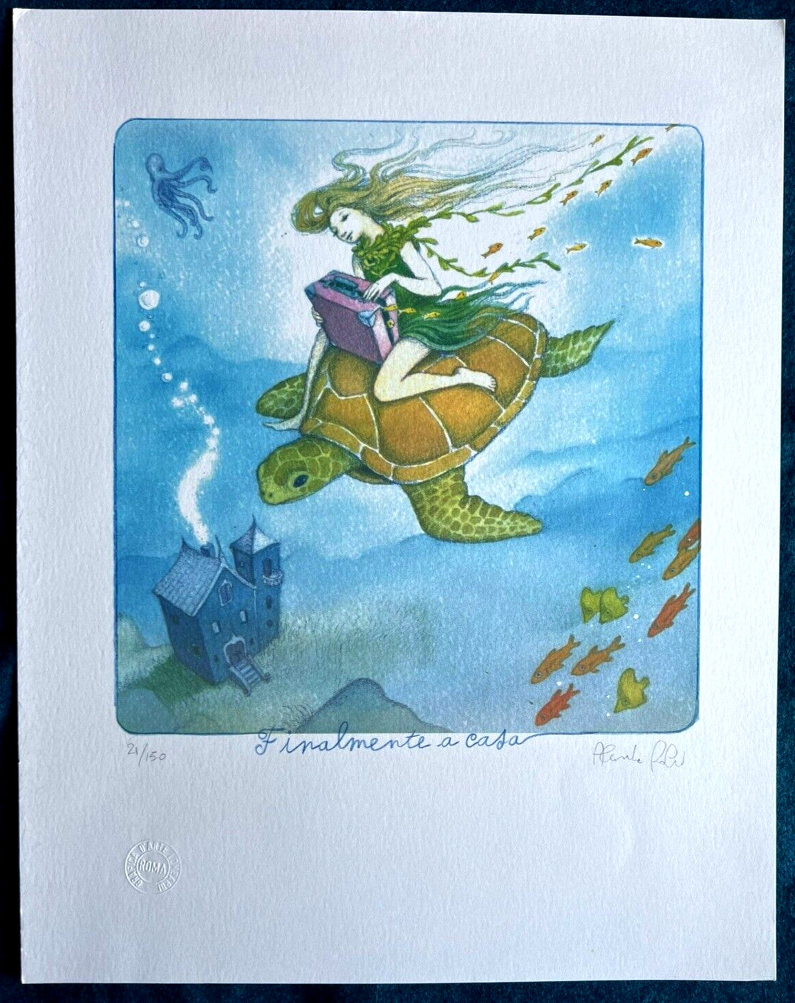 Alessandra Roberti Lithograph Tecnica Mista Pastello Firmata Numerata