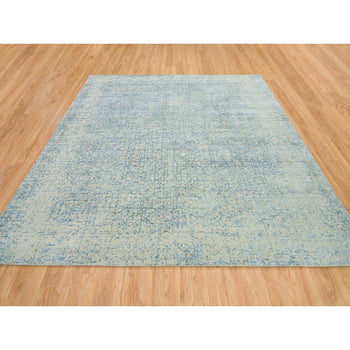 10'X10' Gray Modern Jacquard Hand Loomed Wool And Silk Square Rug