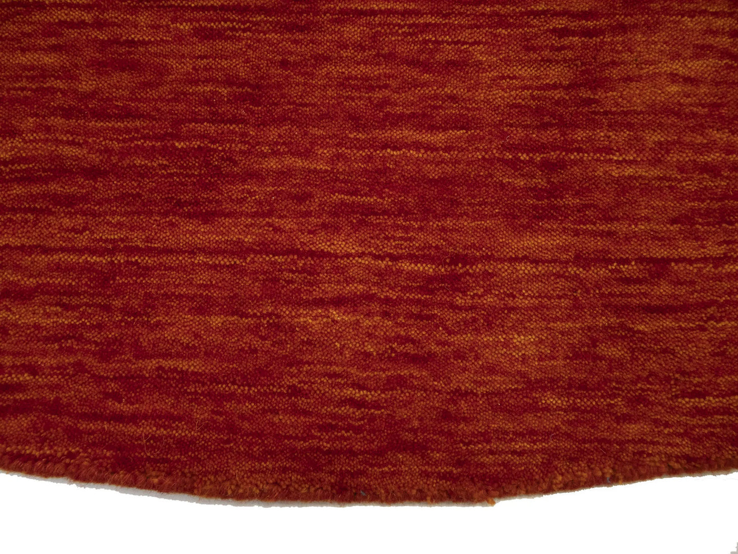 5'11x5'11 Orange Red Solid Hand-Loomed 6X6 Gabbeh Wool Round Rug Oriental