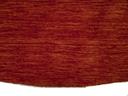 5'11x5'11 Orange Red Solid Hand-Loomed 6X6 Gabbeh Wool Round Rug Oriental