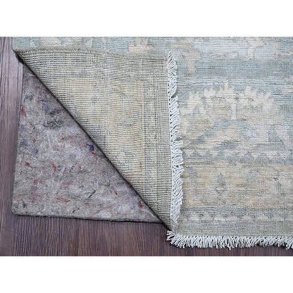 2'8"X11'7" Gray Stone Washed Peshawar Hand Knotted Pure Wool Runner Rug