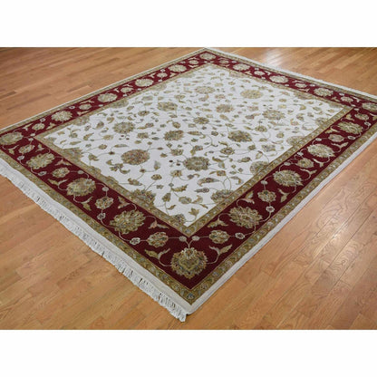 8'X10' Hand Knotted Half Wool And Half Silk Rajasthan Oriental Rug