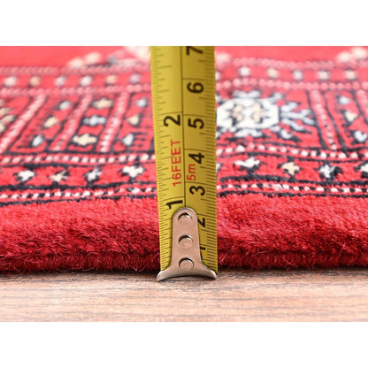 Knotted 2'7"x6'3" Red Princess Bokara Tribal Medallions Rug Soft Wool Hand