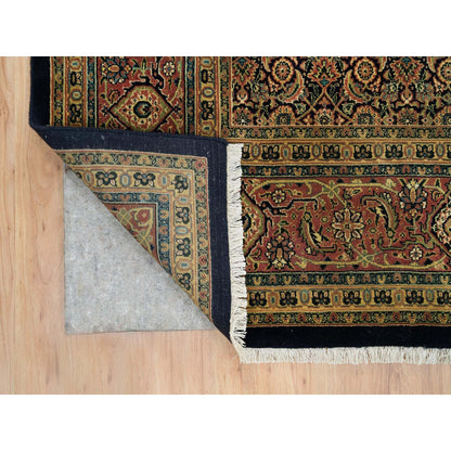 Rug 8'10"x12'6" Frost Black Herrita Design 250 KPSI Wool Hand Knotted