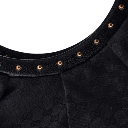 Gucci Vintage Bamboo Hobo Gg Canvas Large