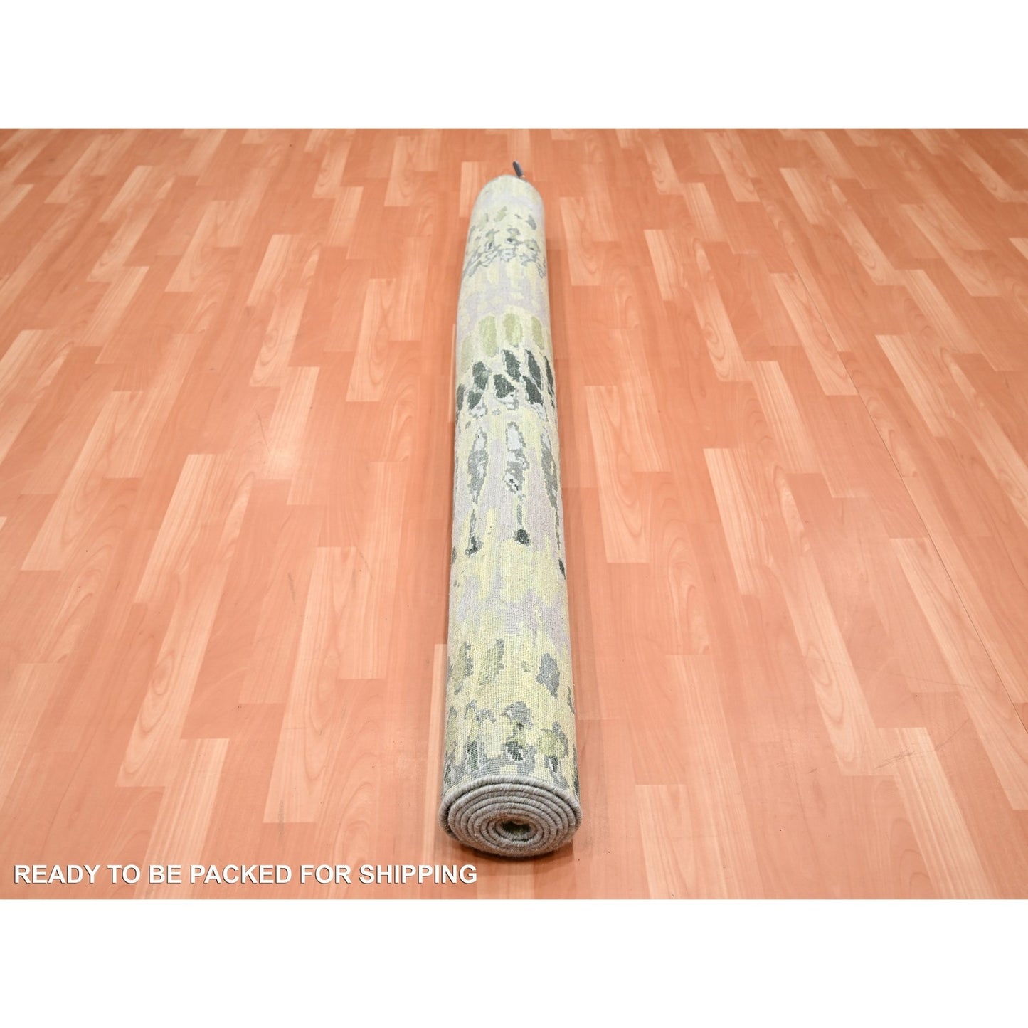 5'1"X7'3" Eden Green Crocodile Safari Design 100% Silk Hand Knotted Rug