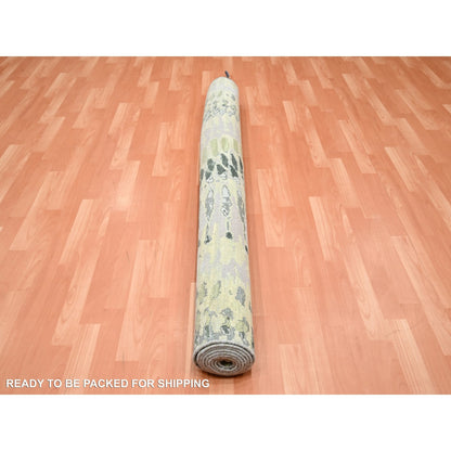 5'1"X7'3" Eden Green Crocodile Safari Design 100% Silk Hand Knotted Rug