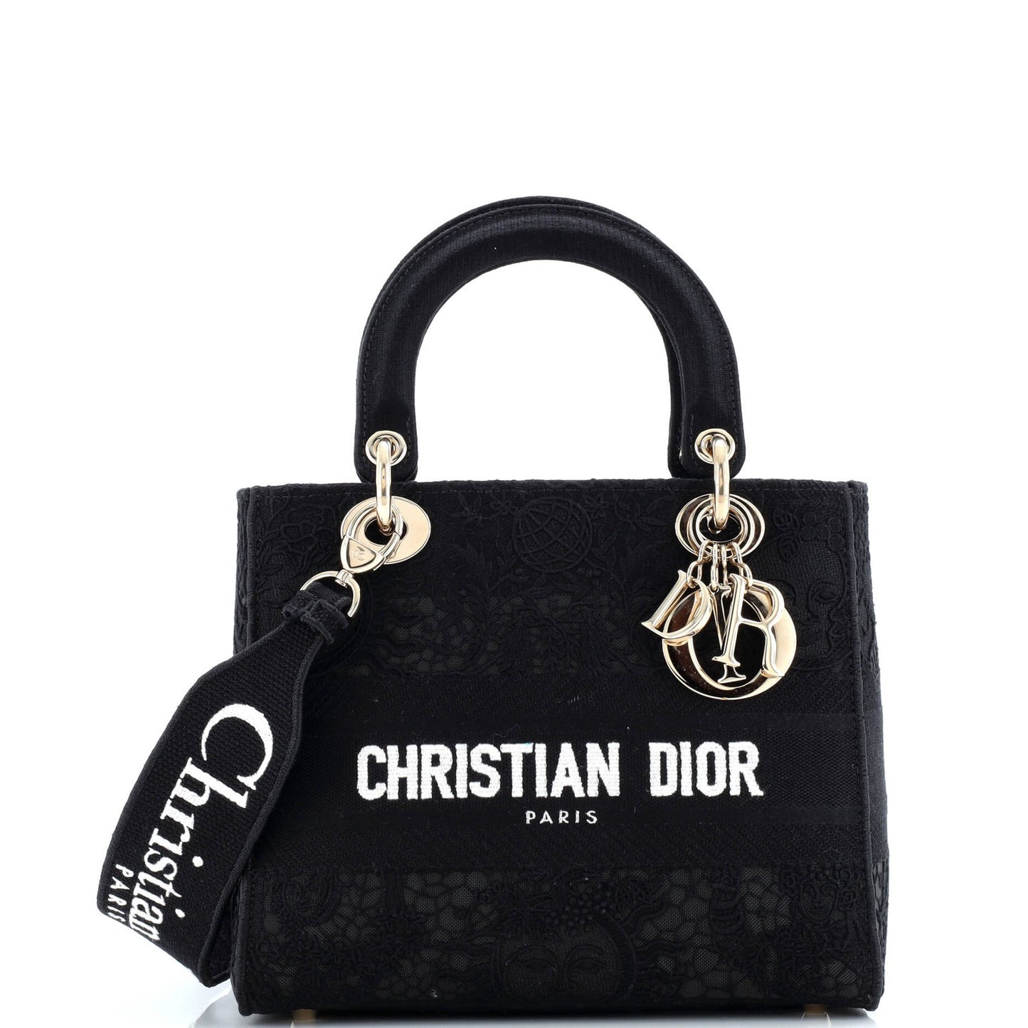 Christian Dior Lady D-Lite Bag Embroidery With Macrame Effect Medium