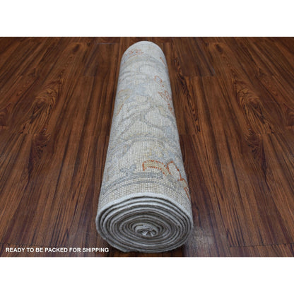 2'8"X15'8" Hand Knotted Ivory Angora Oushak Pure Wool Xl Runner Rug