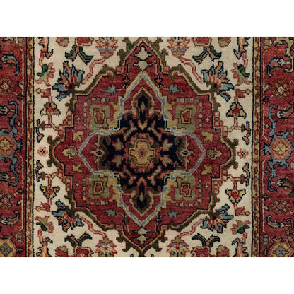 2'8"X28'1" Eggnog White Wool Heris Re-Creation Hand Knotted Xl Runner Rug