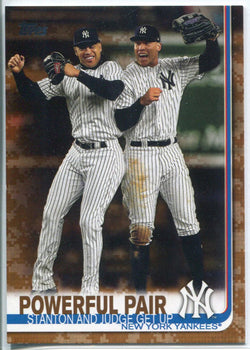 Giancarlo Stanton & Aaron Judge Powerful Pair 2019 Topps Series 2 Camo Card 17/2