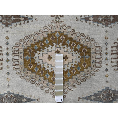 4'3"X12' Intellectual Gray Farsian Village Wool Hand Knotted Runner Rug