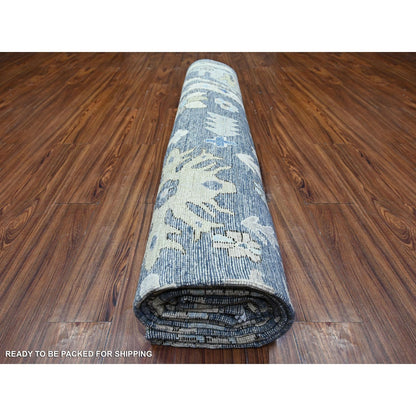 10'X14' Gray Afghan Angora Oushak Hand Knotted Pure Wool Oriental Rug