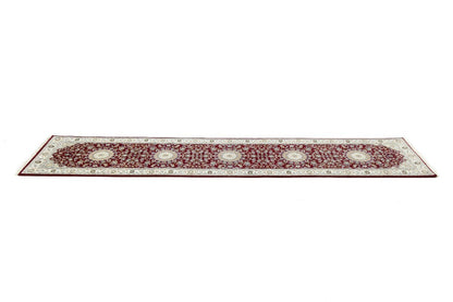 3X12 Ft Indo-Nain Red Floral Wool Oriental Runner
