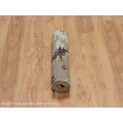 2'1"X3'2" Brown Broken Pattern Oushak Design Wool Hand Knotted Mat Rug