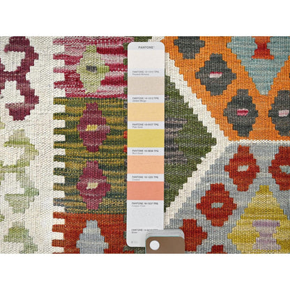2'5"X9'9" Colorful Afghan Kilim 100% Wool Rug Flat Weave Hand Woven Runner