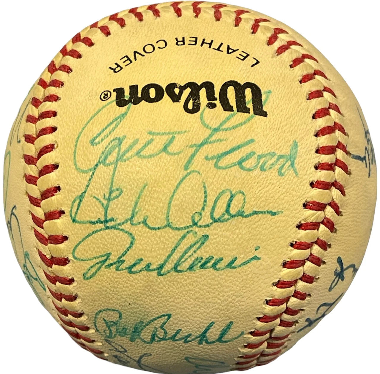 Mlb Legends Autographed Official Braves Logo Baseball (Jsa)