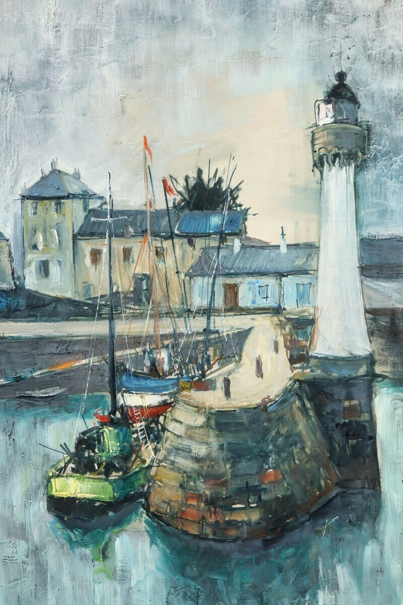 Bernard Lignon (French) Original Painting Oil On Canvas Signed Framed - Port