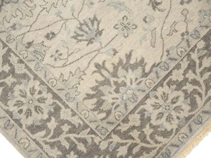 Floral Design Wool Oriental Rug 6x9 ft Muted Ivory Chobi Carpet Foyer Decor