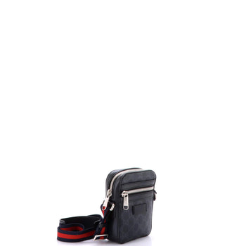 Gucci Web Strap Front Zip Messenger Bag Gg Coated Canvas Mini
