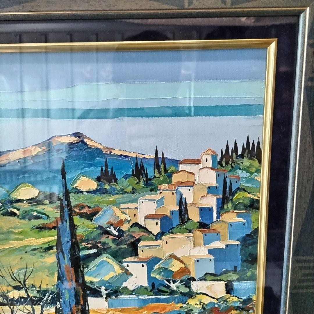 Original Oil Painting by Bernard Kerfily France Village Steep Landscape