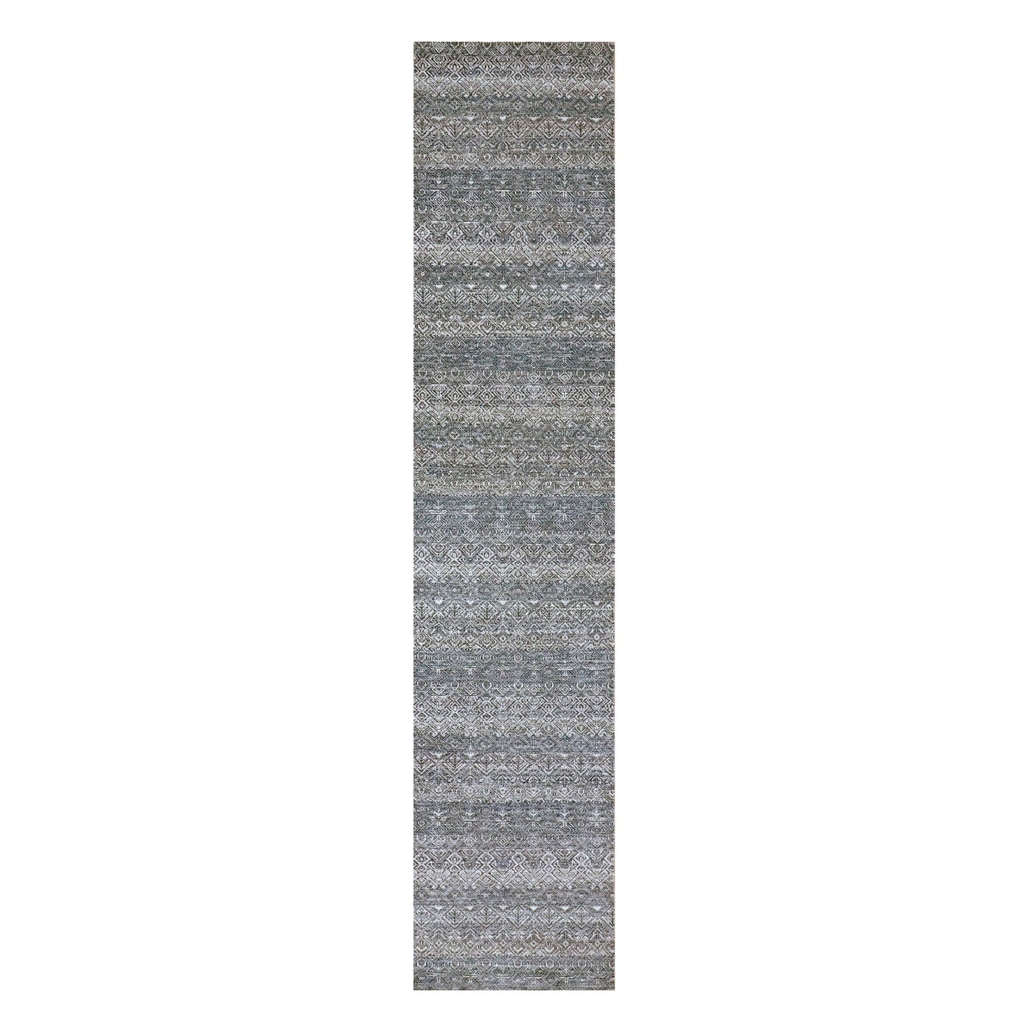 2'6"X12'2" Coventry Gray Hand Knotted Kohinoor Herrita Wool Runner Rug
