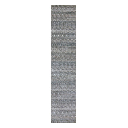 2'6"X12'2" Coventry Gray Hand Knotted Kohinoor Herrita Wool Runner Rug