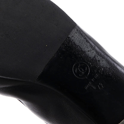 Chanel Women'S Cc Mary Jane Flats Embroidered Leather