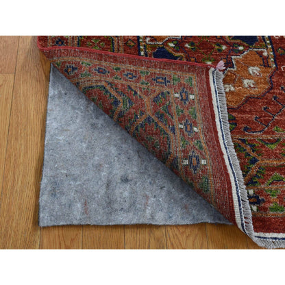 4'1"X6'2" Barn Red Ghazni Wool Afghan Ersari Design Hand Knotted Rug