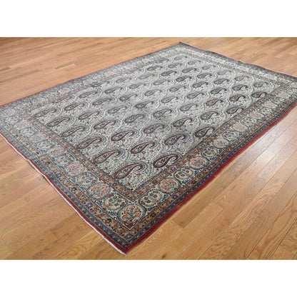 6'3"X8'9" Ivory Antique Good Condition Paisley Design Oriental Rug