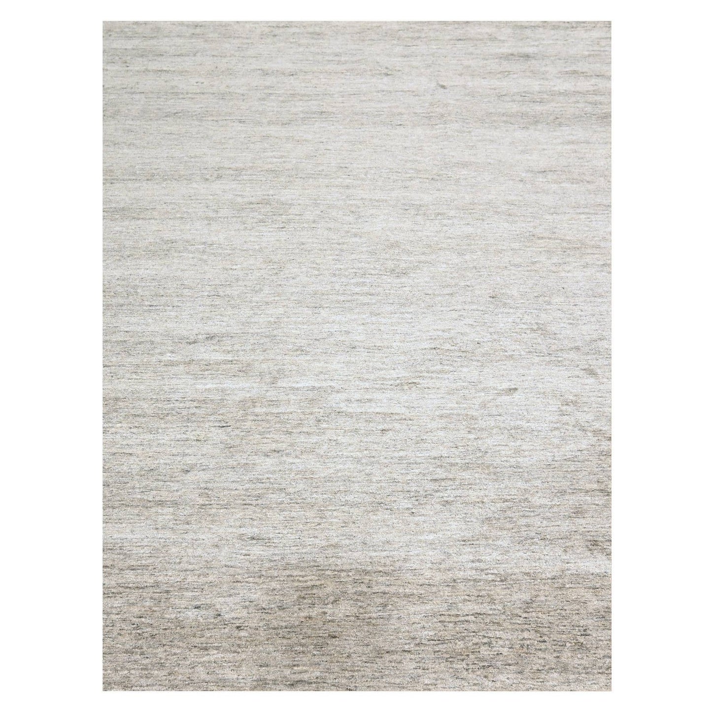 9'1"x11'10" Warm Taupe Plain Solid Design Pure Sari Silk Hand Knotted Rug