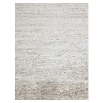 9'1"x11'10" Warm Taupe Plain Solid Design Pure Sari Silk Hand Knotted Rug