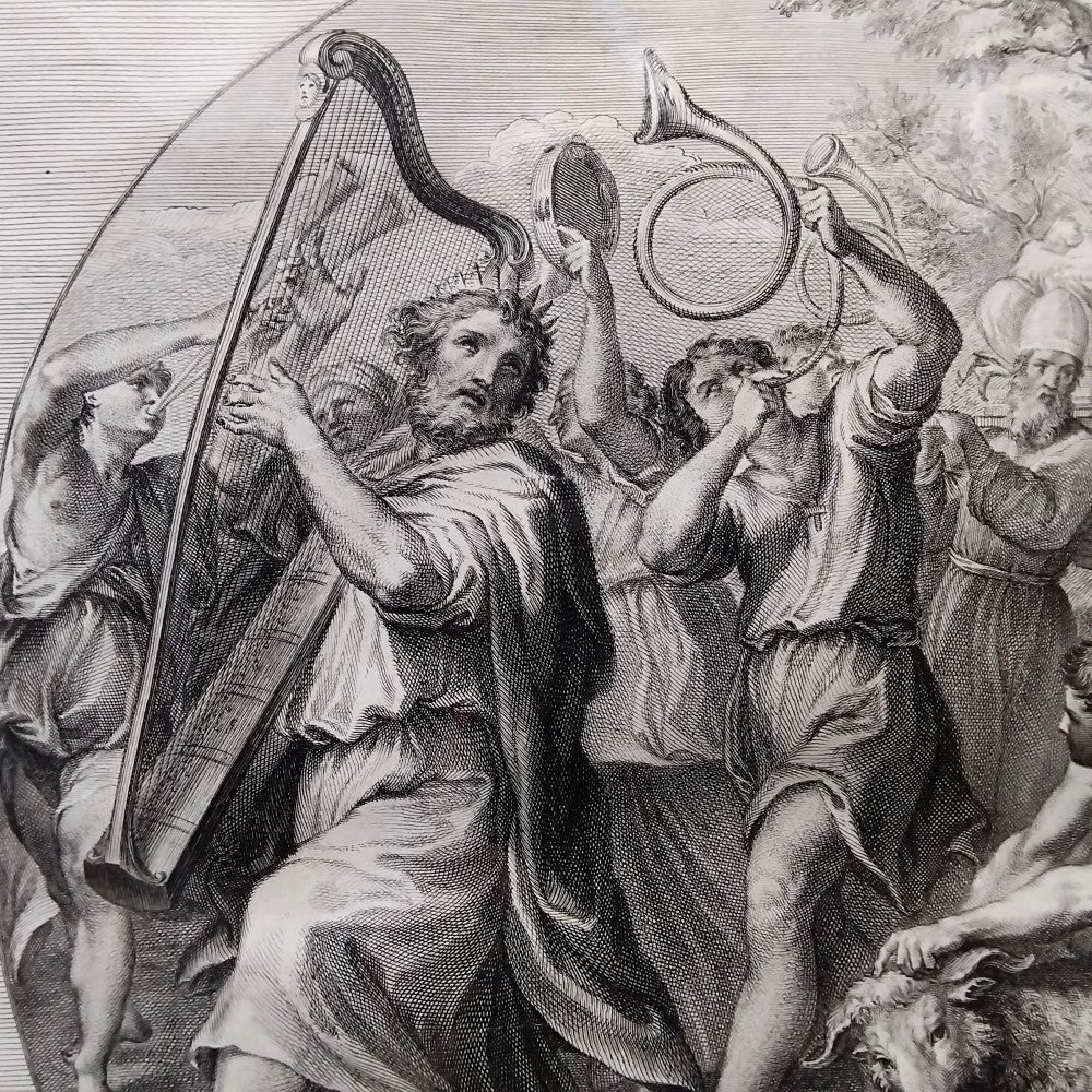 Jakob Frey After Domenichino 18Thc Engraving "Davids Victory" Antique Baroque P