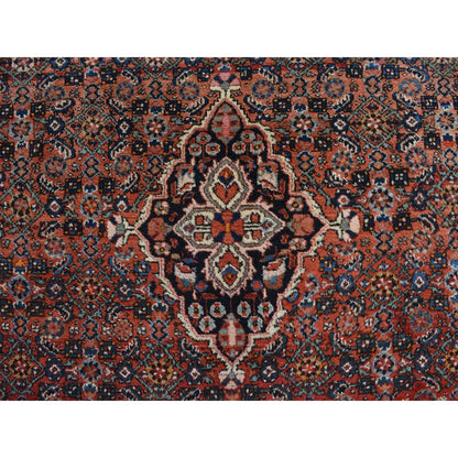 8'5"X11'3" Pompeian Red Wool Hand Knotted Antique Zoroastrian Hamadan Rug
