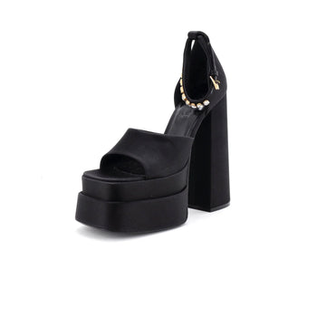 Versace Women'S Medusa Aevitas Platform Sandals Satin With Crystals