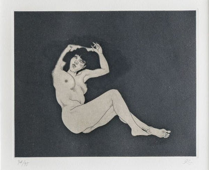 Matazo Kayama "Nude Woman" Original Etching Print Limited Edition Numbered Frame